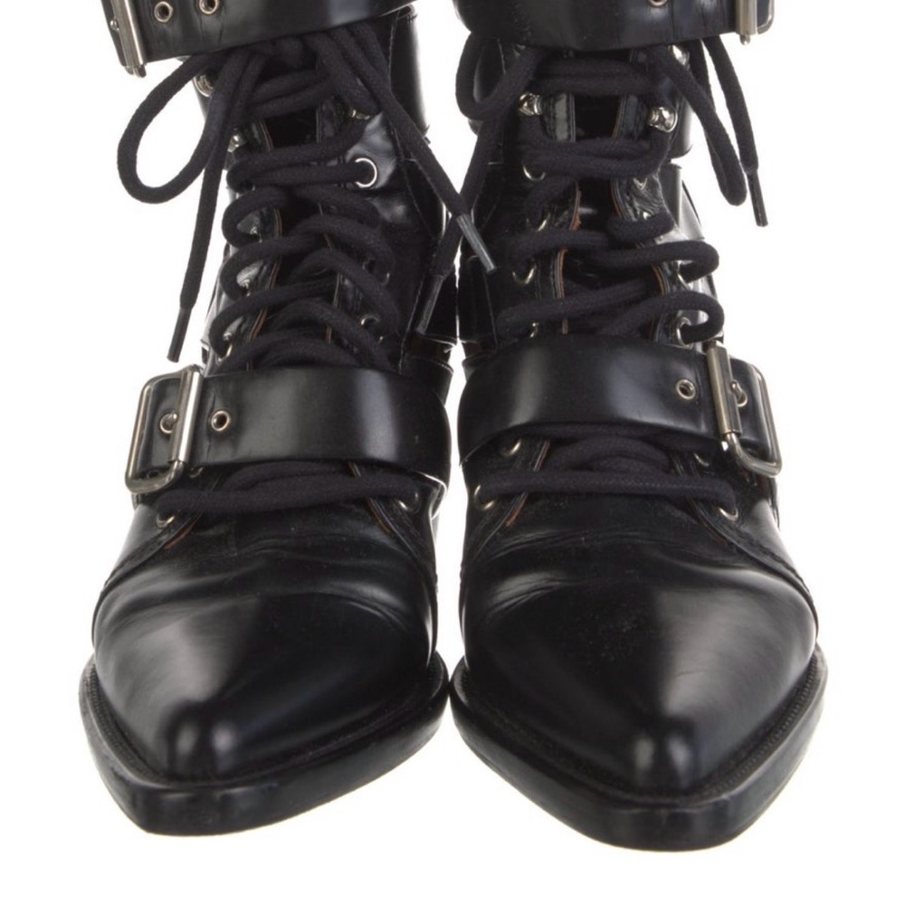 Black Leather Ankle Boots - Picture 2 of 4